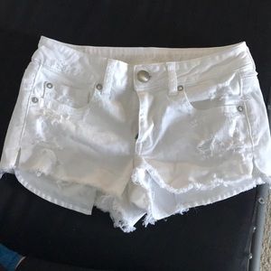American Eagle White jean shorts
